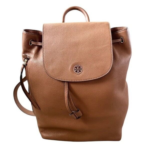 Tory Burch Brody Backpack Brown Pebbled Leather Multi Pocket Bag - Picture 1 of 12